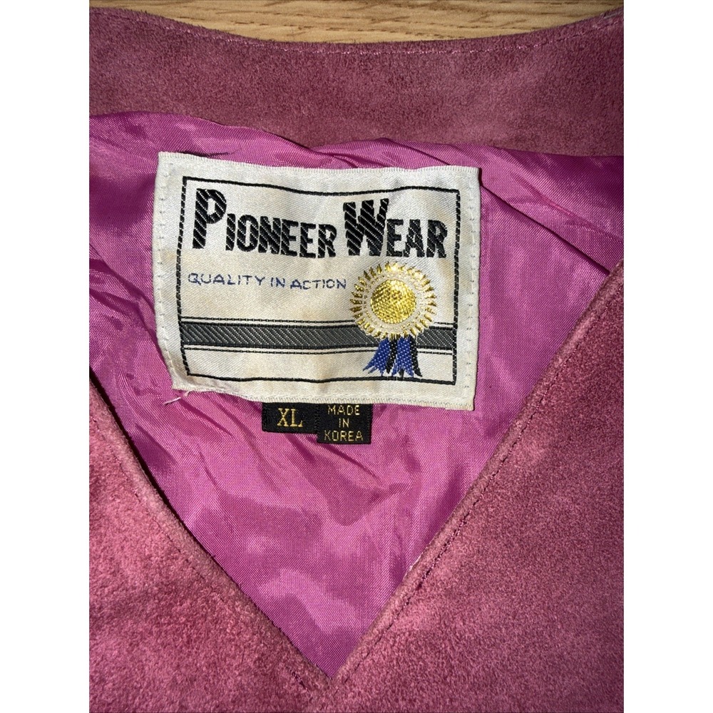Vtg Pioneer Wear Sweater Fringe Leather‎ Western  Country Pink Concert Sz XL - Picture 2 of 5